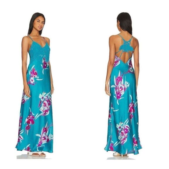 NWT  Free People Forever Yours Maxi in River Combo Size M - Picture 1 of 11